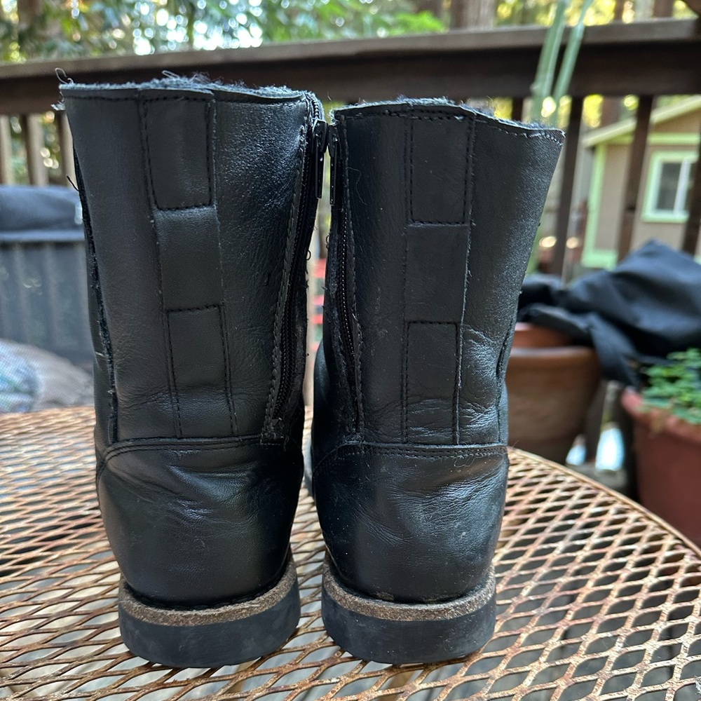 BIRKENSTOCK Black Shearling Lined Leather Boots Size 37 Zip Up - Picture 5 of 10